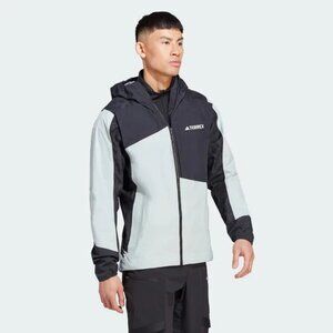 Adidas TERREX Xperior Hybrid Rain.RDY Jacket Silver Black Rain Weather Jacket